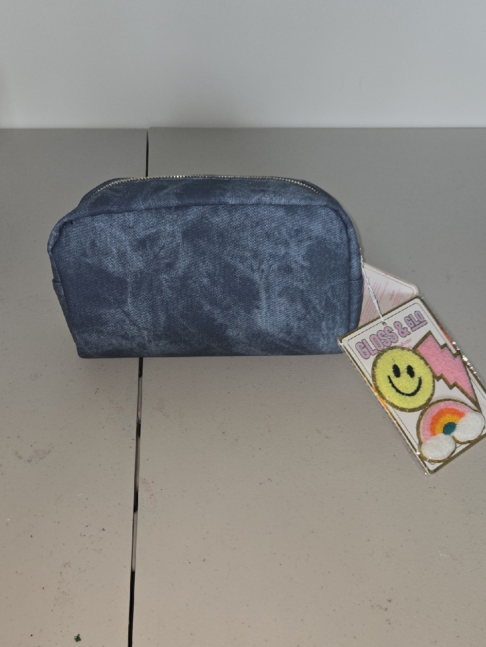 Navy Blue Travel Toiletry Pouch with Top Zip
